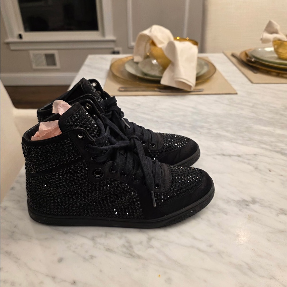 Gucci Black Womens High-Top Sneakers with Sparkle - Picture 1 of 4